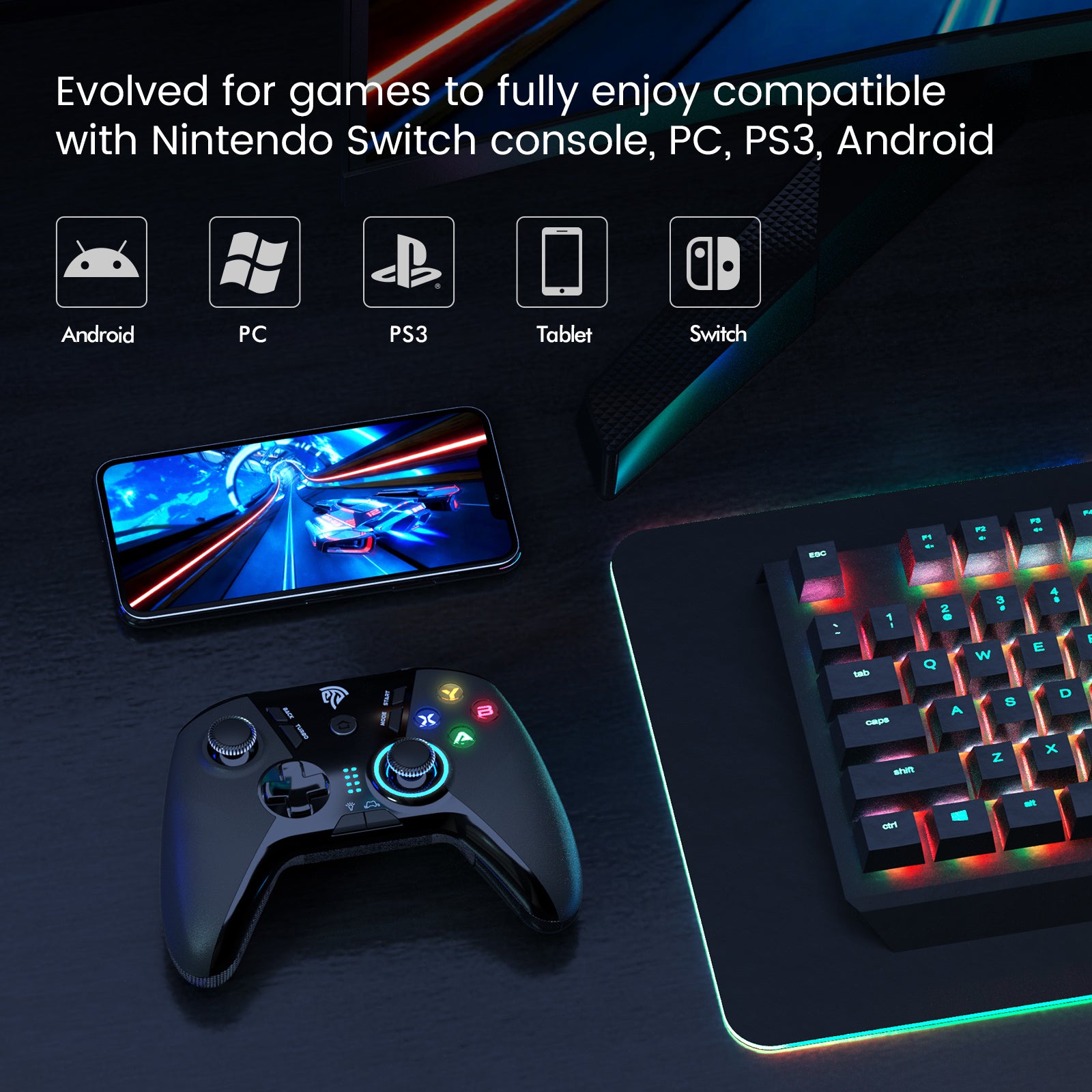 EASYSMX ESM-9110 2.4G Wireless Gaming Controller Dual-Vibration Plug and Play Gamepad Joystick for Windows PC / Steam Deck / PS3 EASYSMX ESM-9110 2.4G Wireless Gaming Controller Dual-Vibration Plug and Play Gamepad Joystick for Windows PC / Steam Deck / PS3